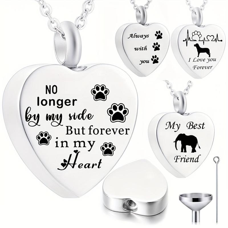 Pet Memorial Necklace Heart Pendant Cremation Urn for Ashes Keepsake Jewelry
