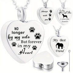 Pet Memorial Necklace Heart Pendant Cremation Urn for Ashes Keepsake Jewelry