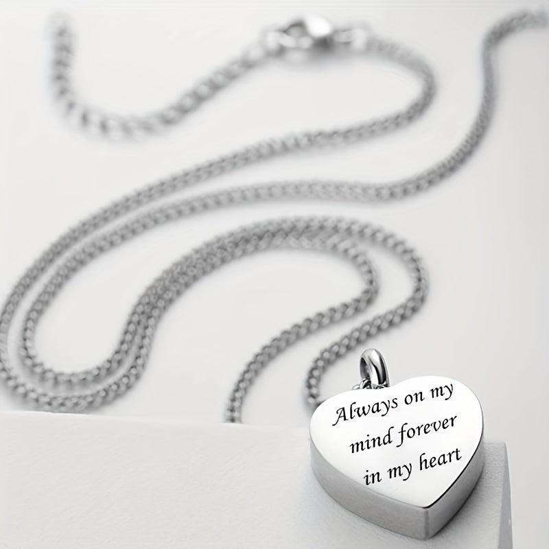 Stainless Steel Heart Pendant Cremation Urn Necklace
