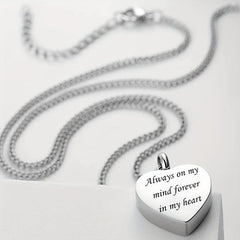Stainless Steel Heart Pendant Cremation Urn Necklace