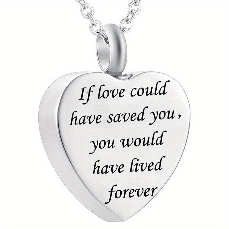 Stainless Steel Heart Pendant Cremation Urn Necklace