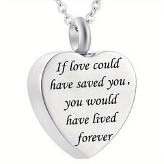 Stainless Steel Heart Pendant Cremation Urn Necklace