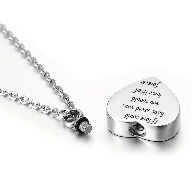 Stainless Steel Heart Pendant Cremation Urn Necklace