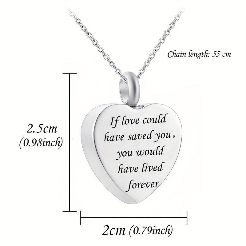 Stainless Steel Heart Pendant Cremation Urn Necklace