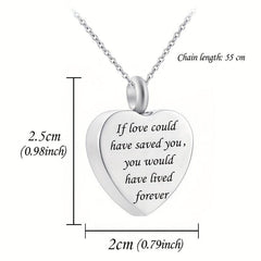 Stainless Steel Heart Pendant Cremation Urn Necklace