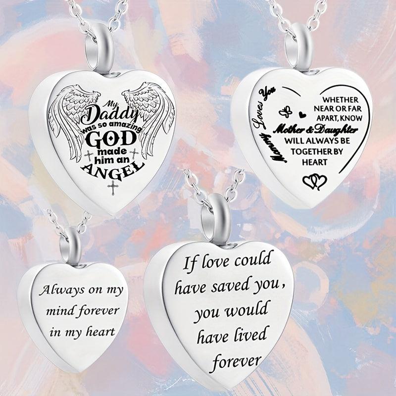 Stainless Steel Heart Pendant Cremation Urn Necklace
