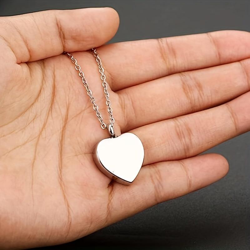 Stainless Steel Heart Pendant Cremation Urn Necklace