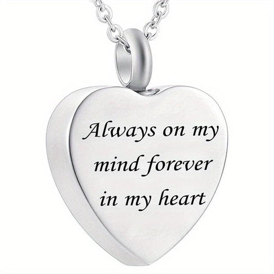 Stainless Steel Heart Pendant Cremation Urn Necklace