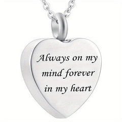 Stainless Steel Heart Pendant Cremation Urn Necklace