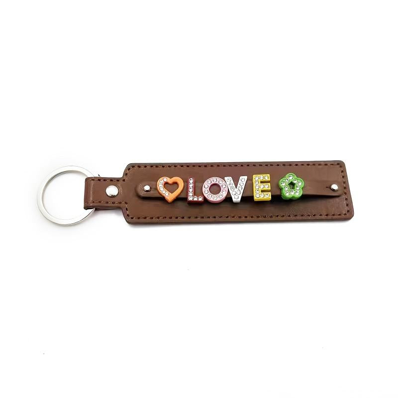 Brown Pet Memorial Keychain Customizable Colorful Letter Rhinestone 8 Letters