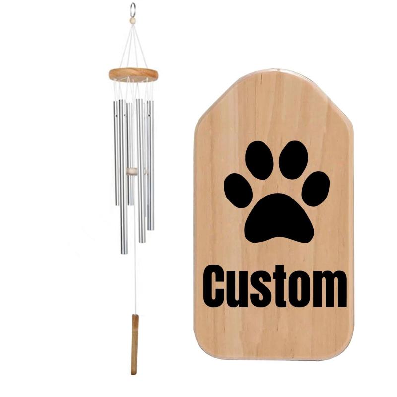 Personalized Cat Dog Memorial Wind Chime Rich Sound Metal Garden Pendant