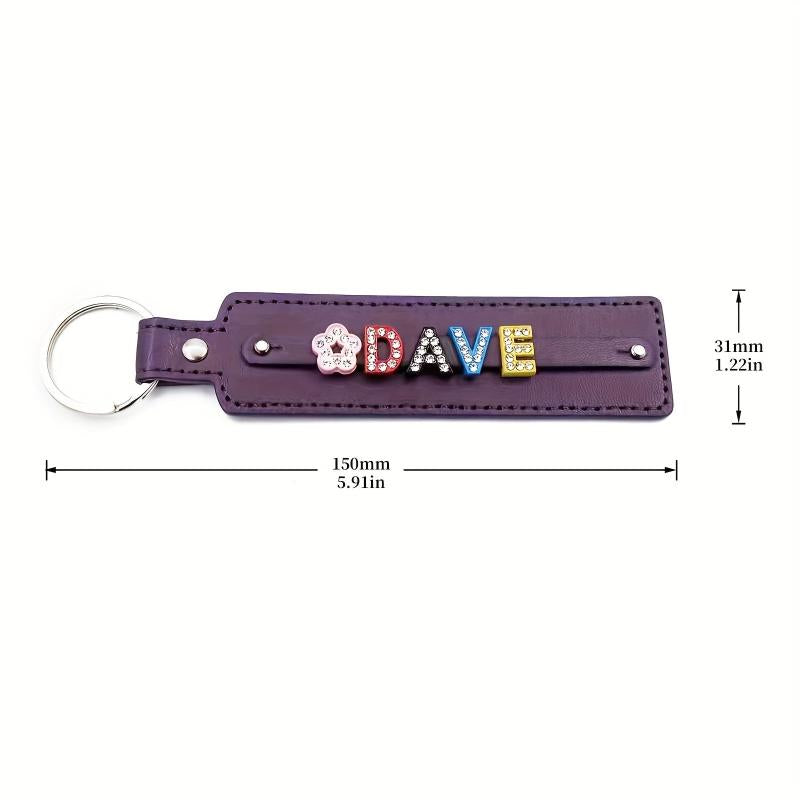 Custom Pet Memorial Keychain with Colorful Letters and Rhinestone String