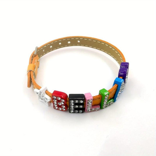 Personalized Pet Memorial Bracelet with Rhinestone Letters - Up to 10 Characters