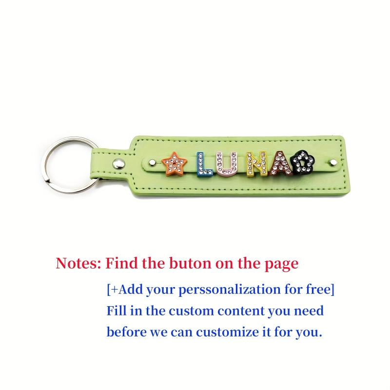 Personalized Green Pet Memorial Keychain with Rhinestone Letters