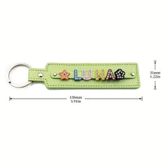 Personalized Green Pet Memorial Keychain with Rhinestone Letters