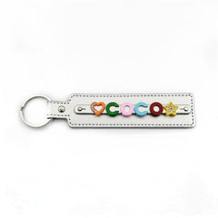 Personalized Silver Pet Memorial Keychain with Colorful Letters