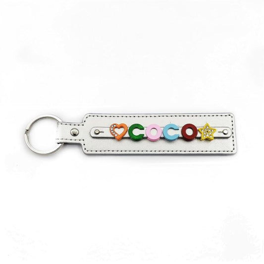Personalized Silver Pet Memorial Keychain with Colorful Letters