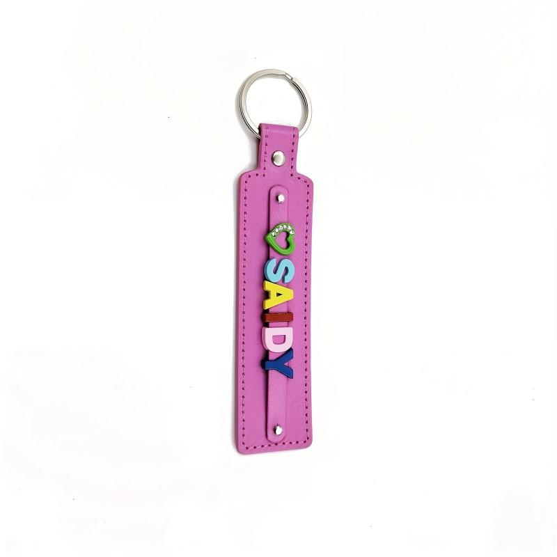 Customizable Pink Pet Memorial Keychain Colorful Letter String Up to 8 Letters