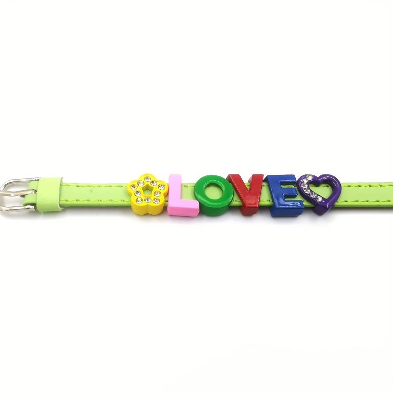 Personalized Light Green Pet Memorial Bracelet with Colorful Letters