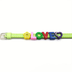 Personalized Light Green Pet Memorial Bracelet with Colorful Letters