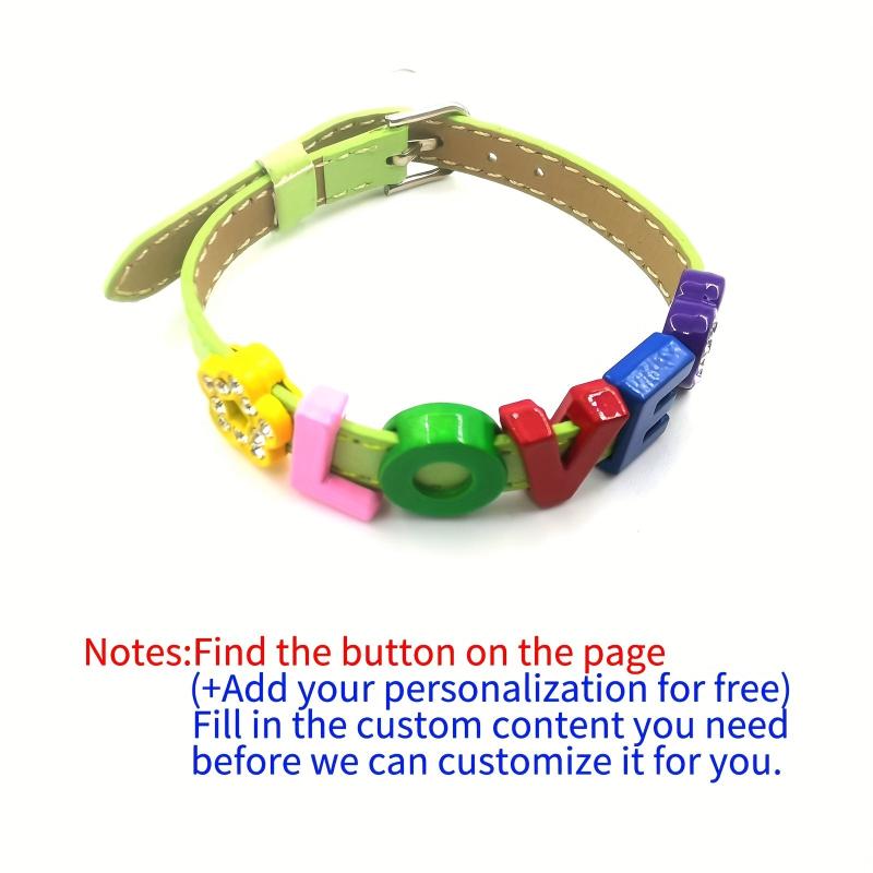 Personalized Light Green Pet Memorial Bracelet with Colorful Letters