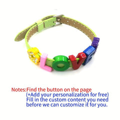 Personalized Light Green Pet Memorial Bracelet with Colorful Letters