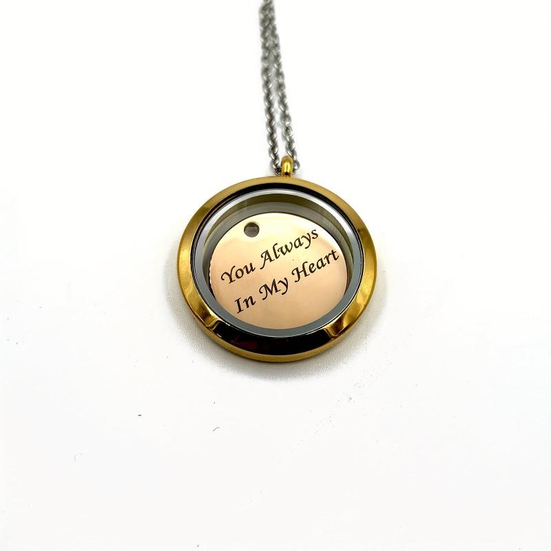 Custom Golden Screw Cap Pet Memorial Pendant Engrave Name Years Champagne Plate