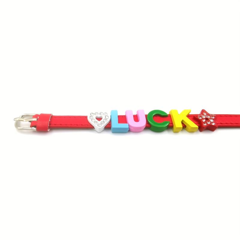Custom Red Pet Memorial Bracelet with Colorful Letters