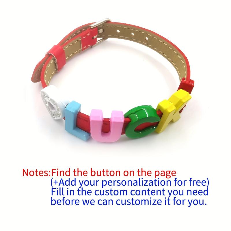 Custom Red Pet Memorial Bracelet with Colorful Letters