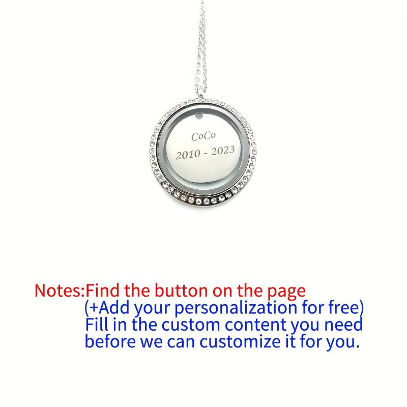Personalized Silver Rhinestone Pet Memorial Pendant Engraved Name Years