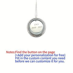 Personalized Silver Rhinestone Pet Memorial Pendant Engraved Name Years
