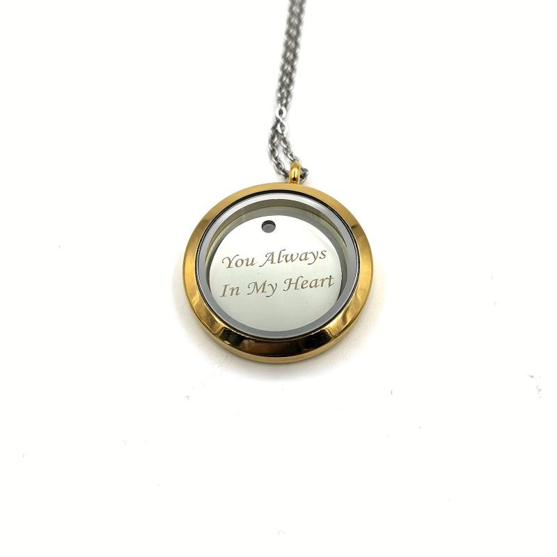 Golden Screw Cap Pet Memorial Pendant Custom Engraved Name Years Silver Plate