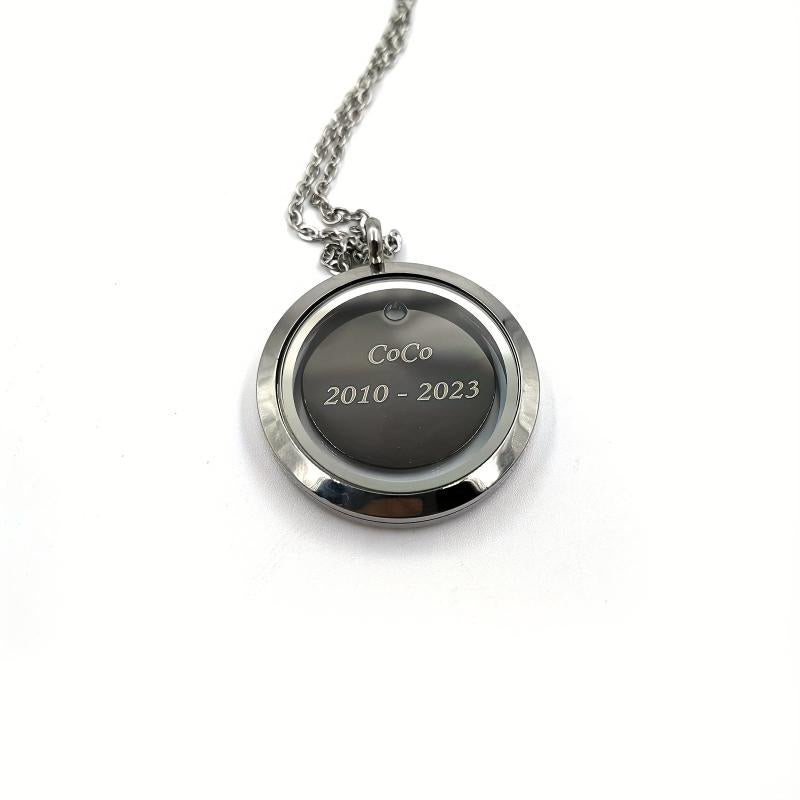 Silver Screw Cap Pet Memorial Pendant Engraved Name Years Plate