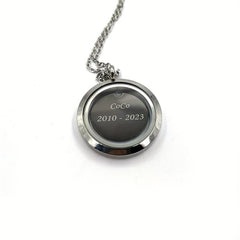 Silver Screw Cap Pet Memorial Pendant Engraved Name Years Plate