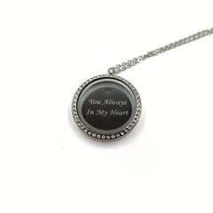 Custom Silver Rhinestone Pet Memorial Pendant with Engraved Name Plate