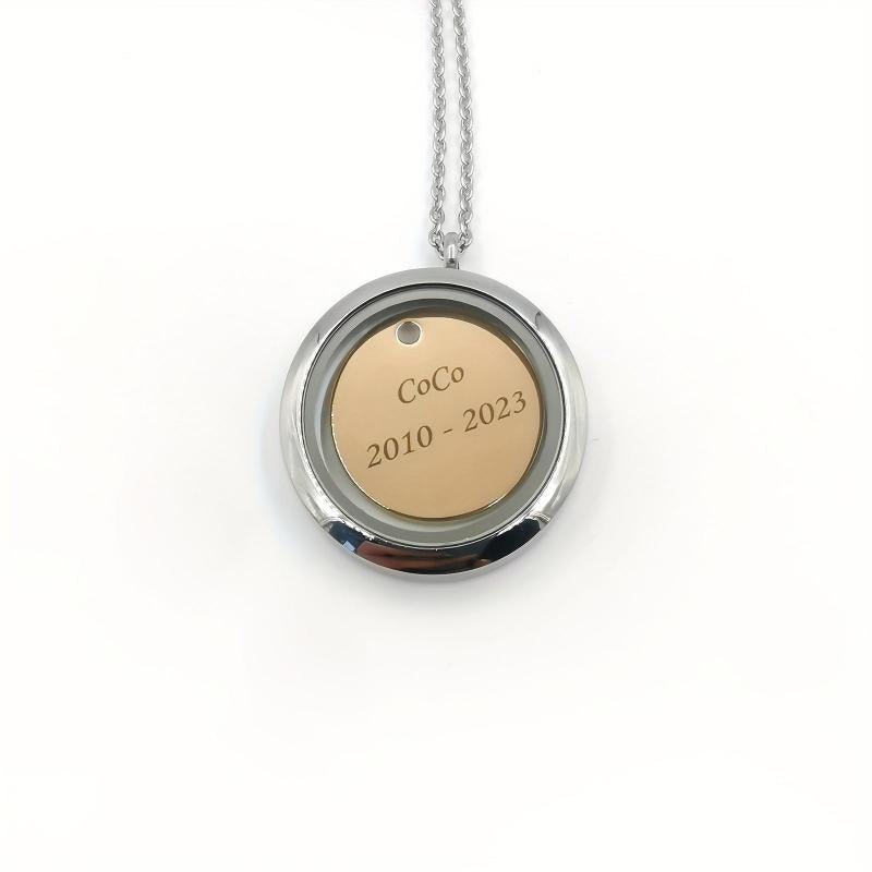 Personalized Silver Rhinestone Pet Memorial Pendant Engraved Name Years