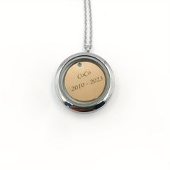 Personalized Silver Rhinestone Pet Memorial Pendant Engraved Name Years