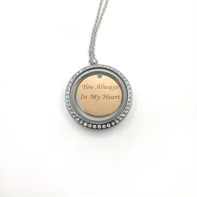 Personalized Silver Rhinestone Pet Memorial Pendant Engraved Name Years