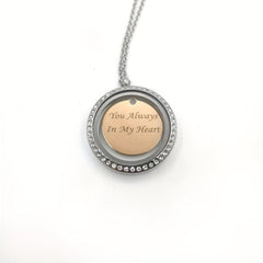 Personalized Silver Rhinestone Pet Memorial Pendant Engraved Name Years