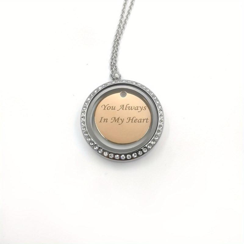 Personalized Silver Rhinestone Pet Memorial Pendant Engraved Name Years