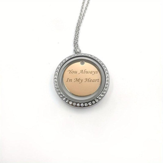 Personalized Silver Rhinestone Pet Memorial Pendant Engraved Name Years