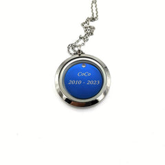 Silver Screw Cap Pet Memorial Pendant - Custom Engraved Name & Years Plate