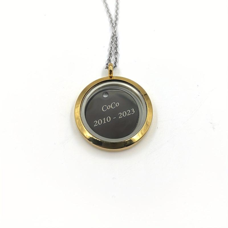 Customized Golden Screw Cap Pet Memorial Pendant Engrave Name Years Plate