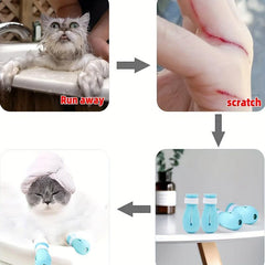 4pcs Cat Bathing Foot Cover Silicone Anti Grasping Foot Cover