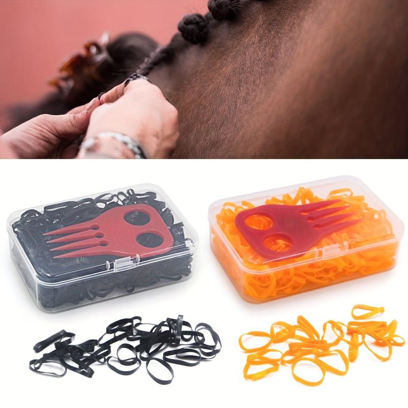High Horse Braiding Silicone Gel Bands, Plastic Mane Comb Set