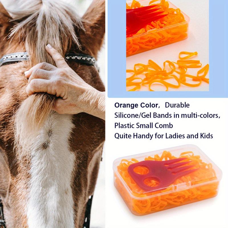 High Horse Braiding Silicone Gel Bands, Plastic Mane Comb Set