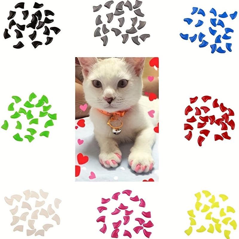 20pcs Cat Nail Caps with Adhesives & Applicators