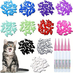 20pcs Cat Nail Caps with Adhesives & Applicators