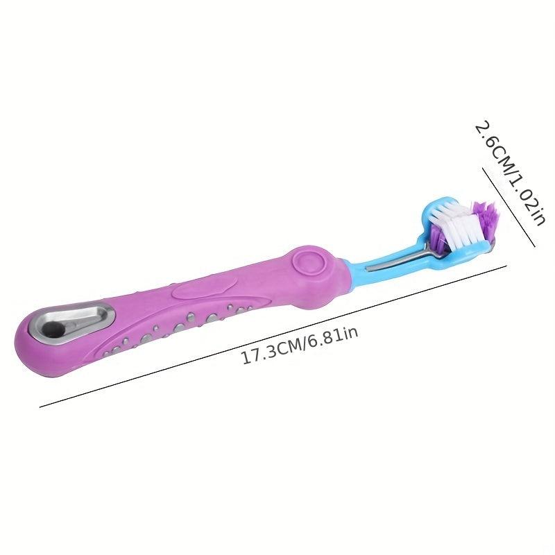 Triple Sided Pet Toothbrush for Dogs and Cats