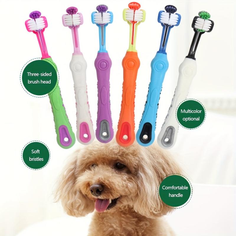 Triple Sided Pet Toothbrush for Dogs and Cats